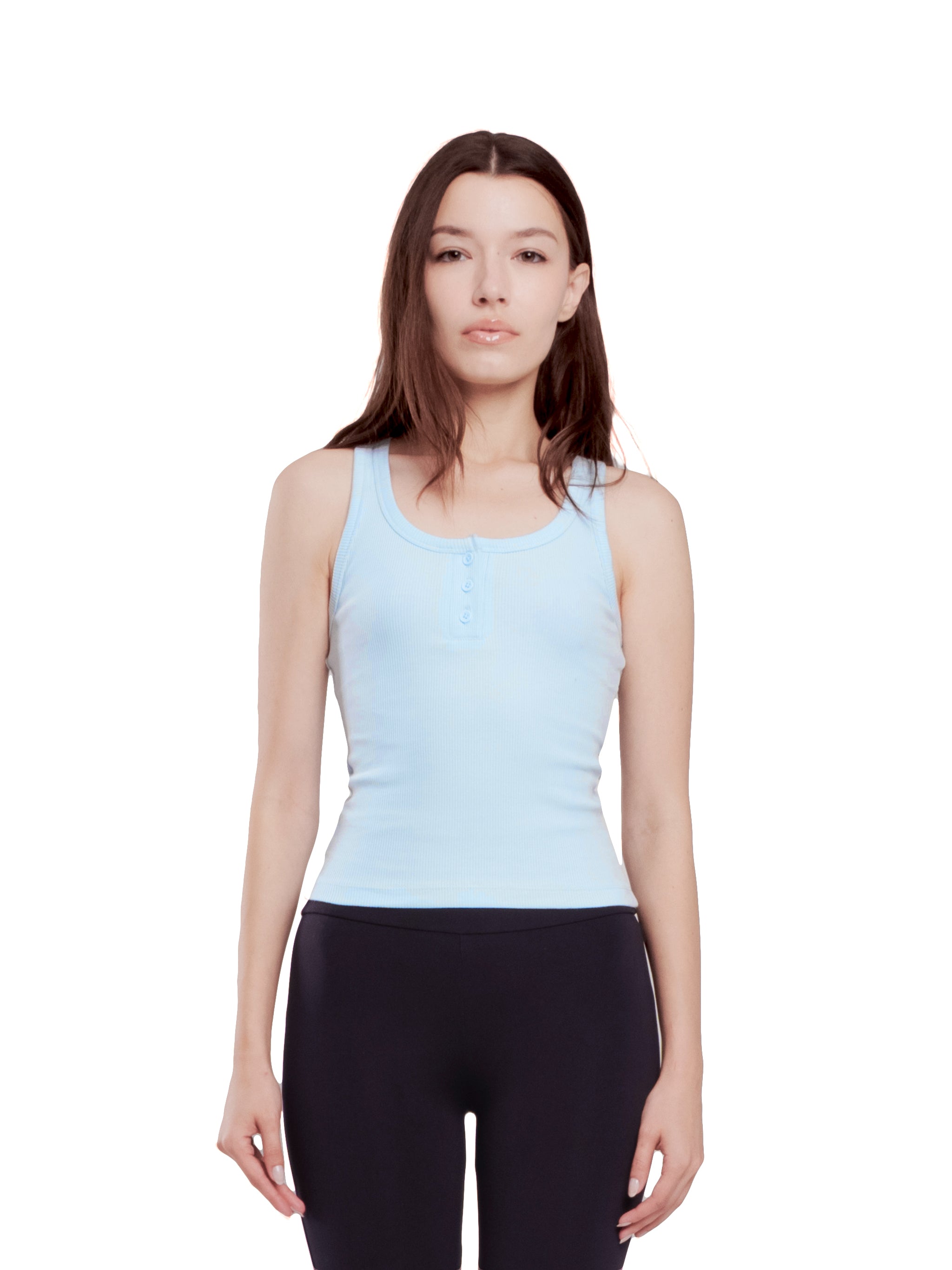 BABY BLUE BUTTON UP TANK TOP