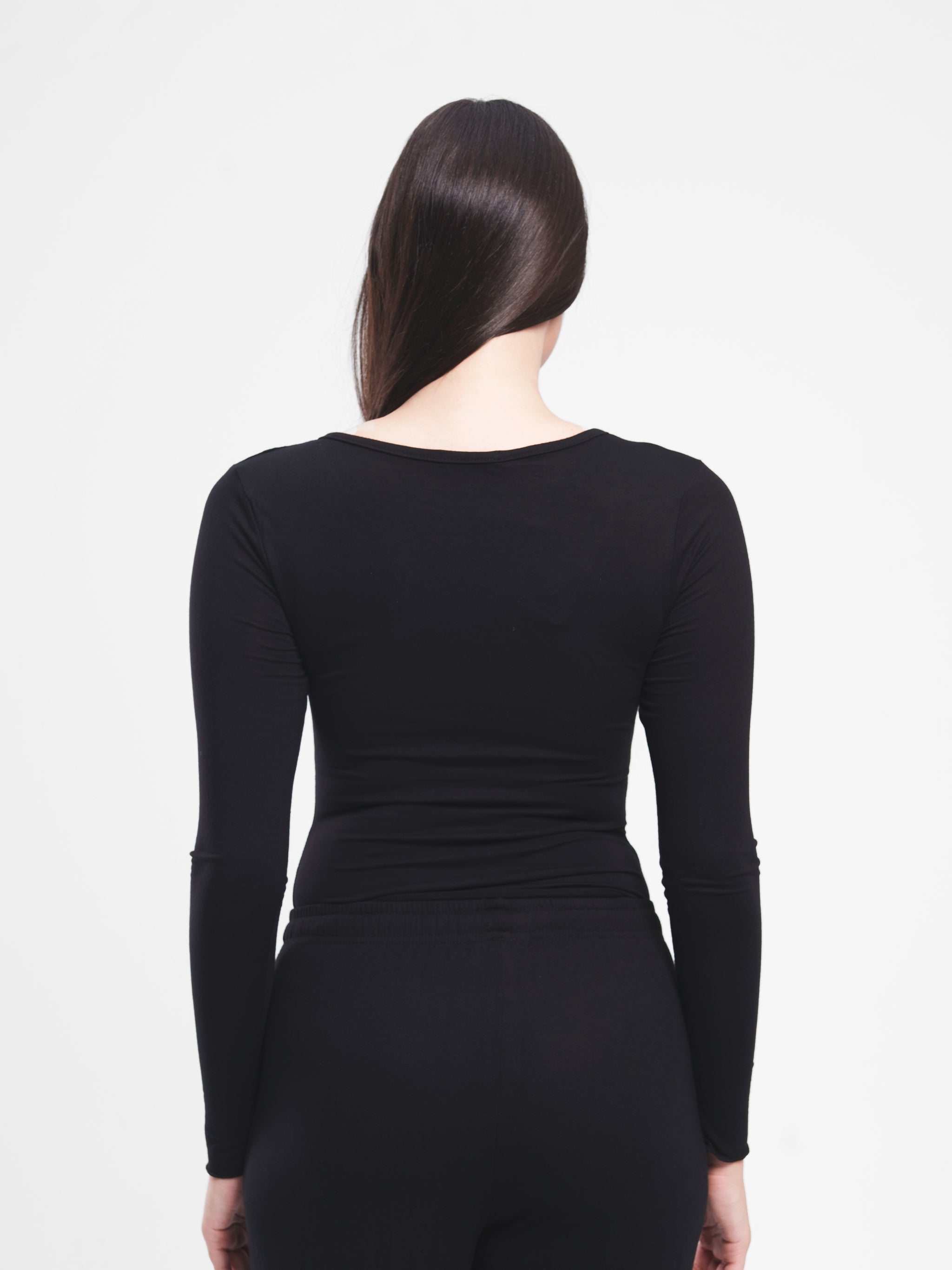 BLACK RUCHED LONG SLEEVE SET