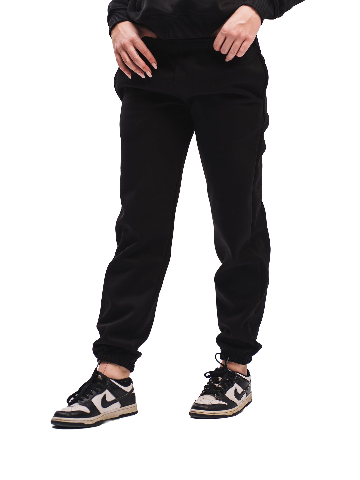 BLACK ELASTIC HEM SWEATPANTS