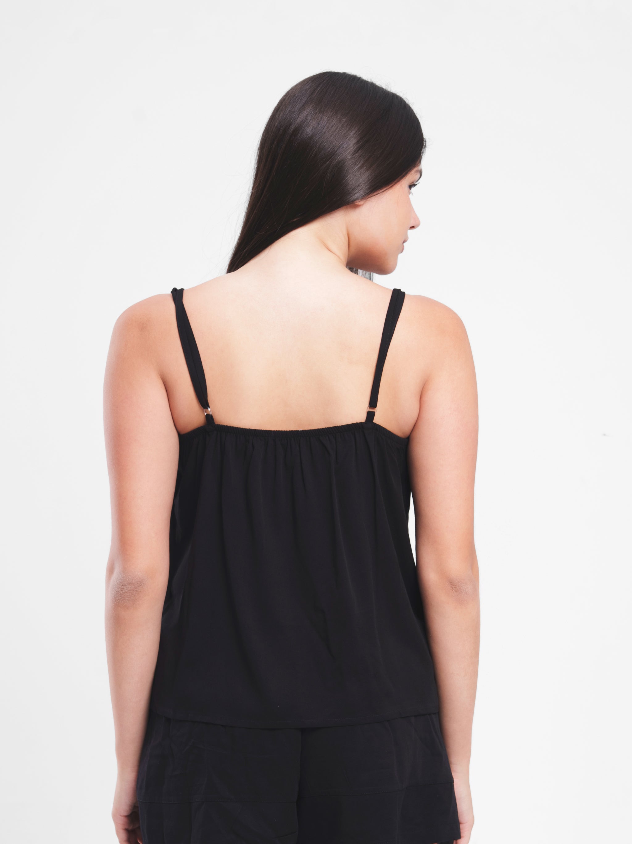 BLACK FLOWY SPAGHETTI SET