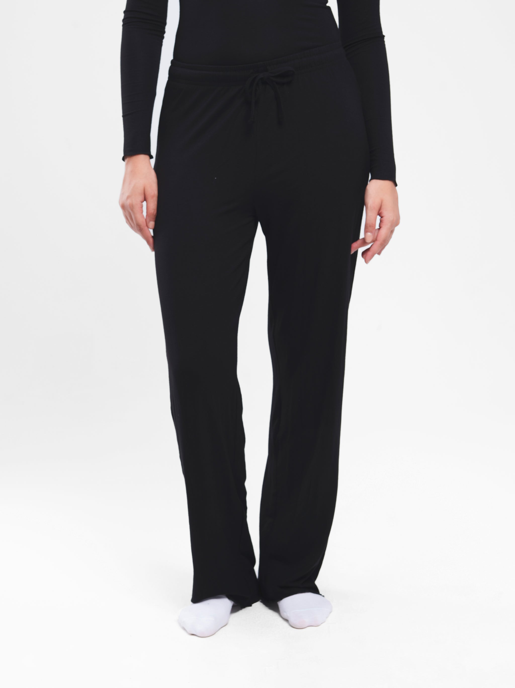 BLACK RUCHED LONG SLEEVE SET