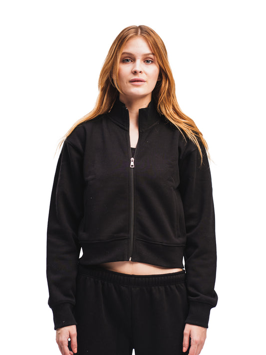 BLACK CROPPED ZIP UP