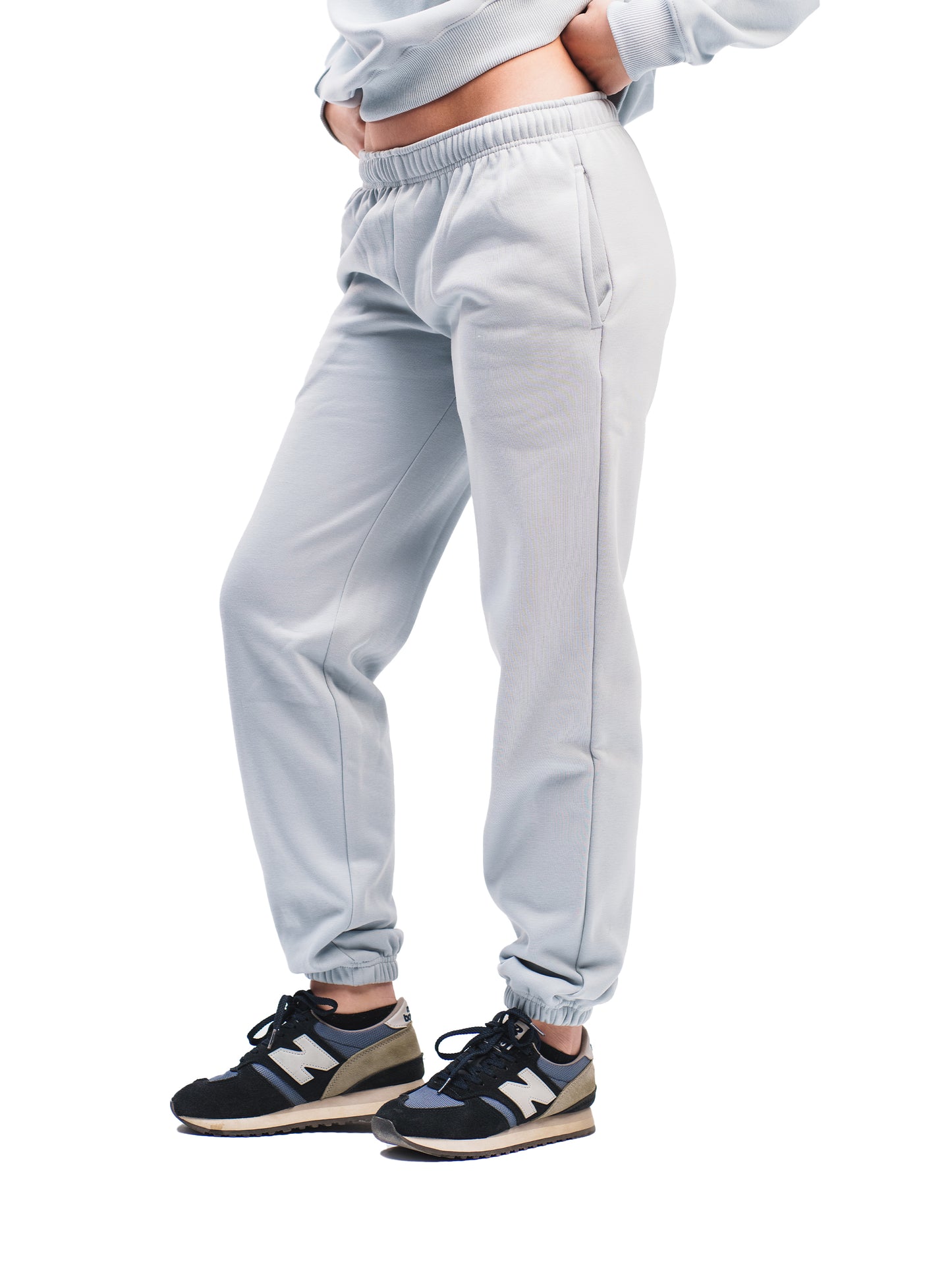 BLUE GREY ELASTIC HEM SWEATPANTS