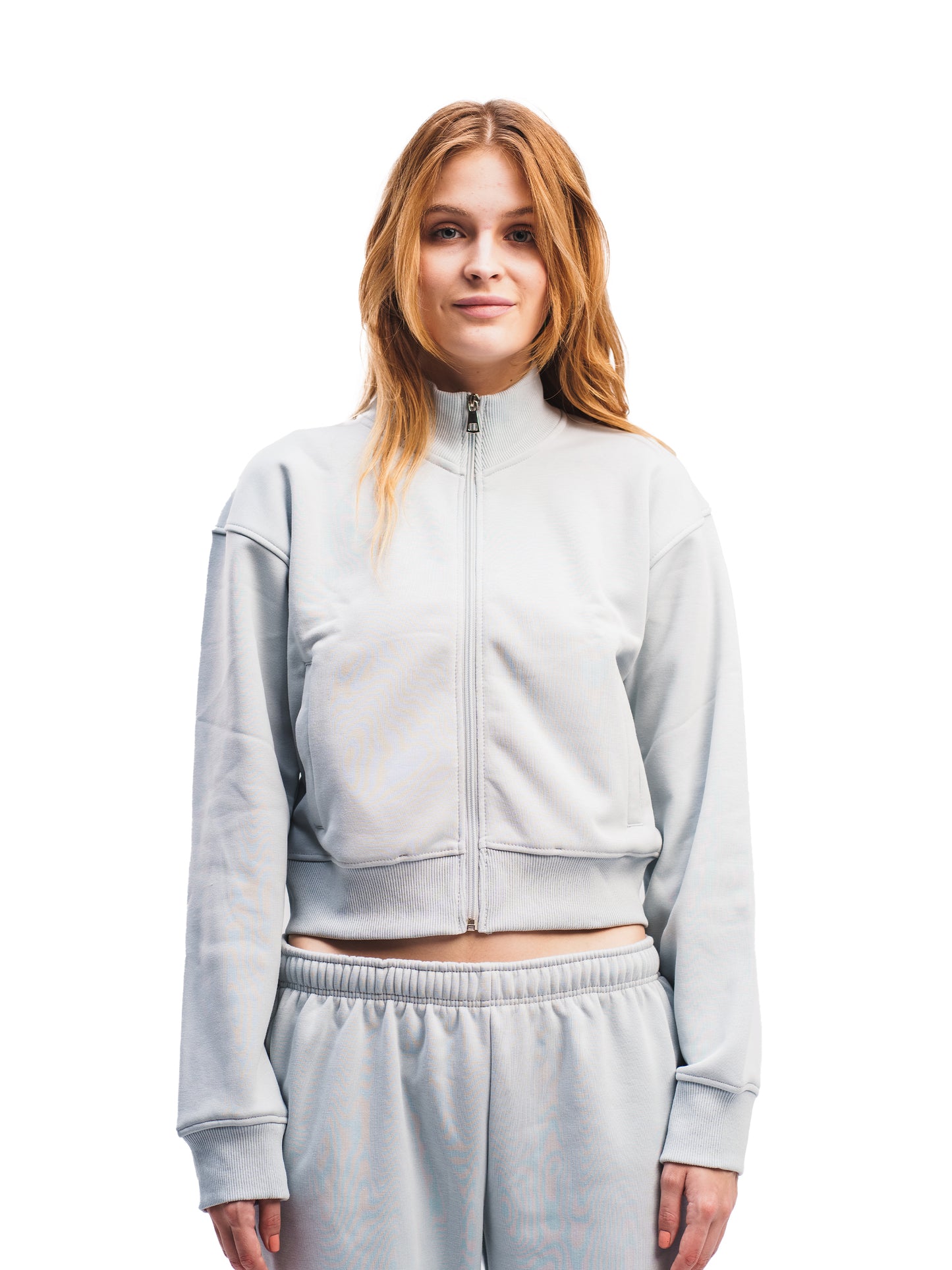 BLUE GREY CROPPED ZIP UP