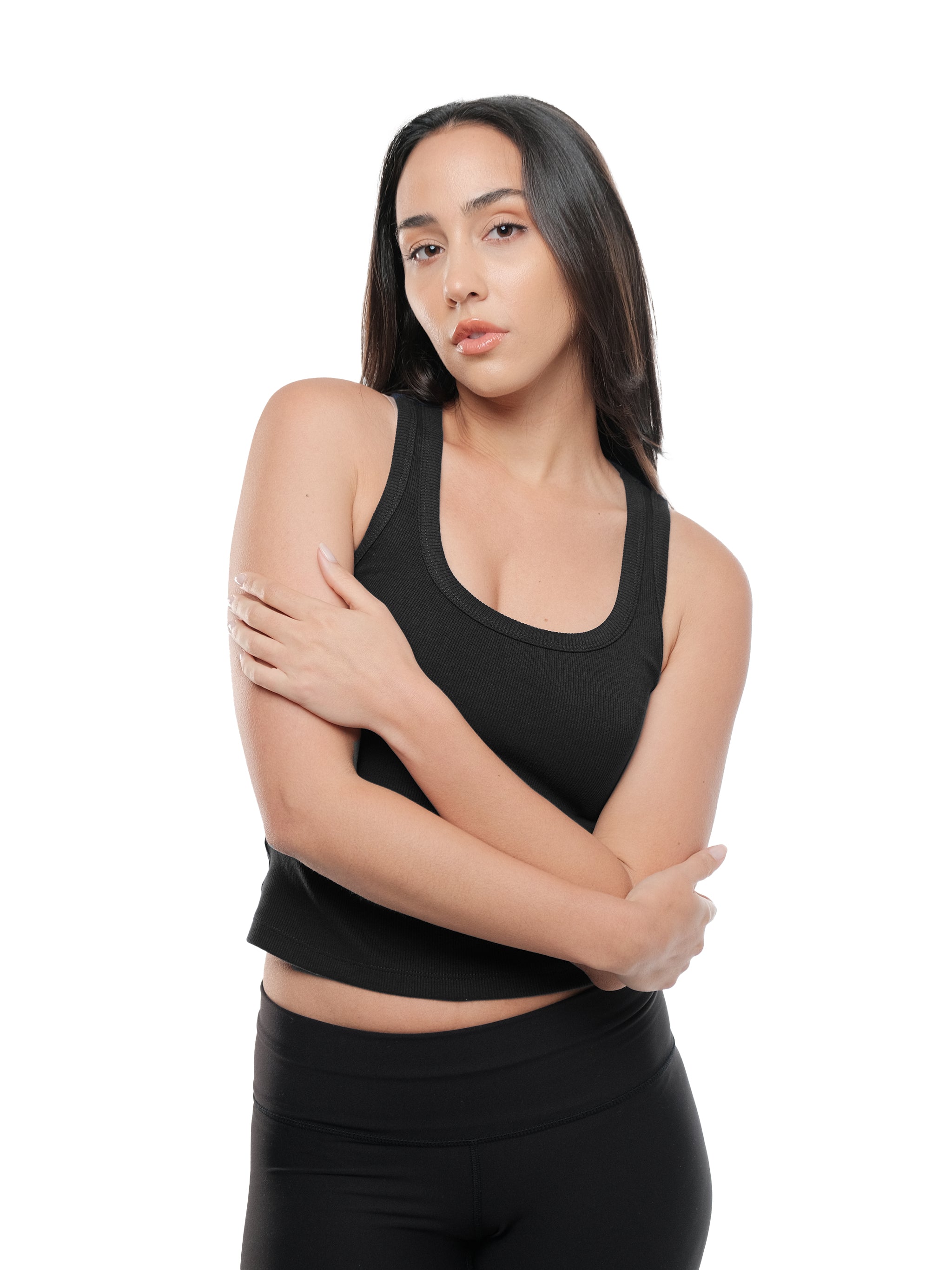 BLACK U-SHAPED TANK TOP