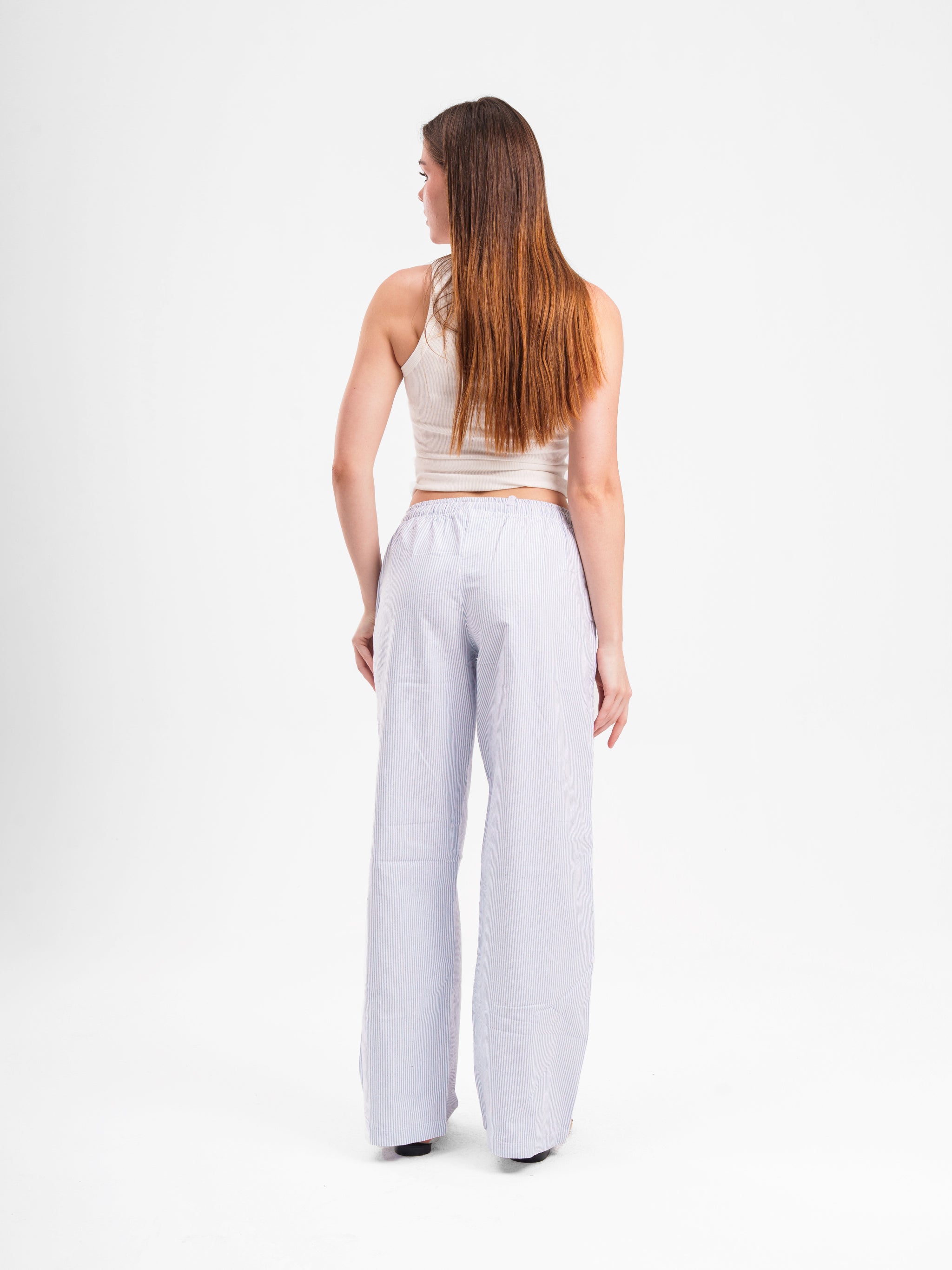 BLUE STRIPED LINEN PANTS