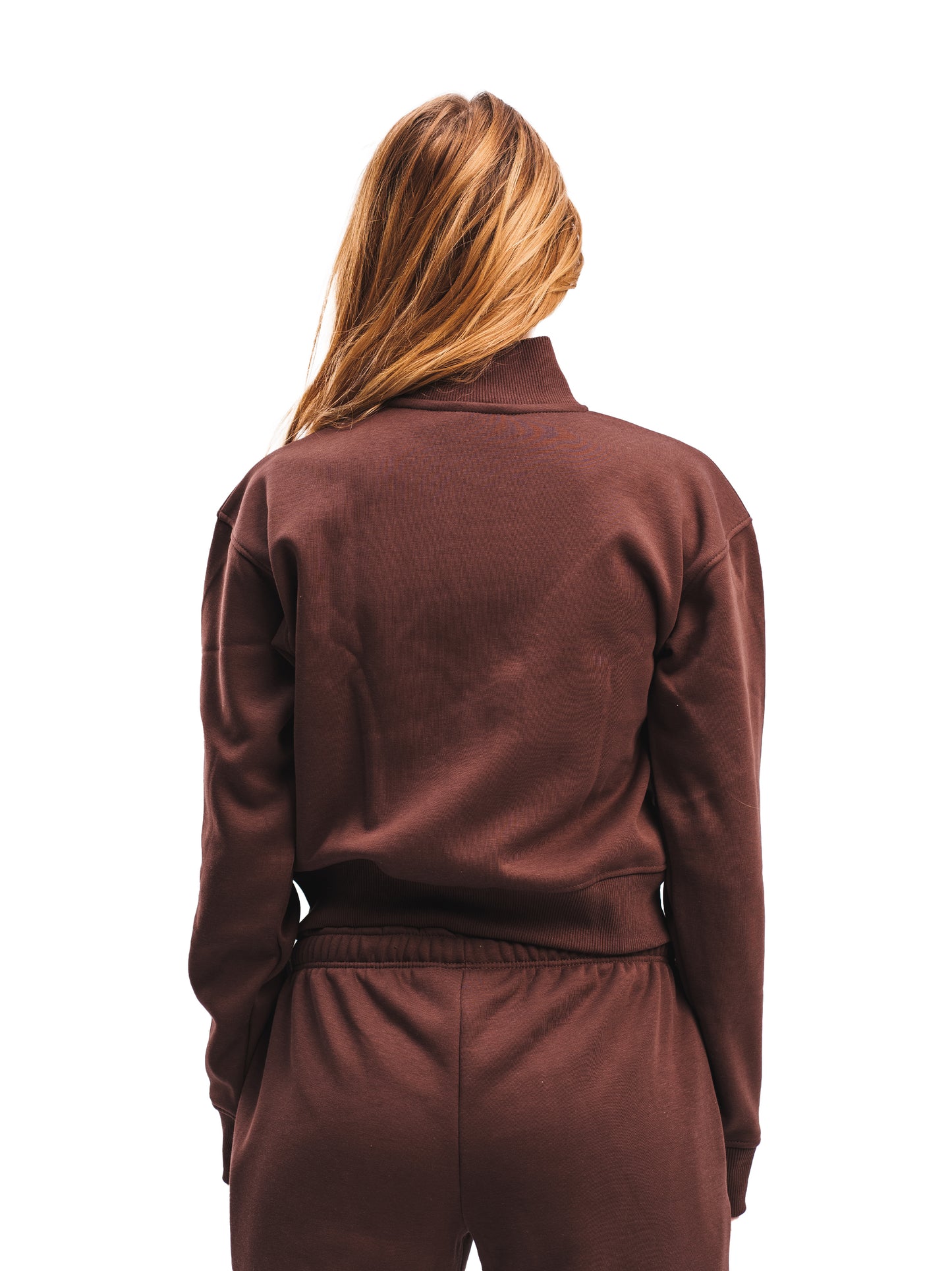 ESPRESSO BROWN CROPPED ZIP UP