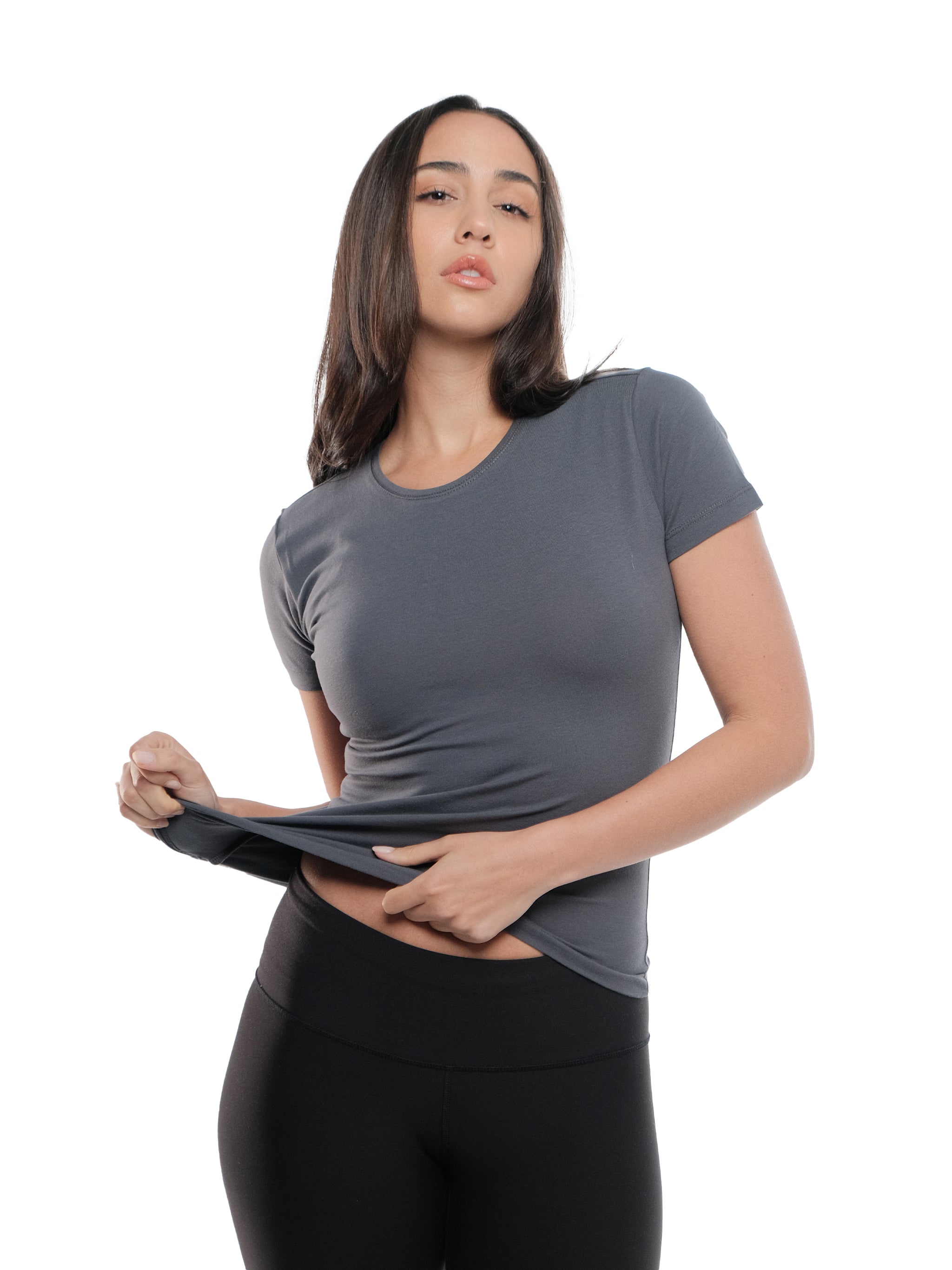 DARK GREY SHORT SLEEVE TOP