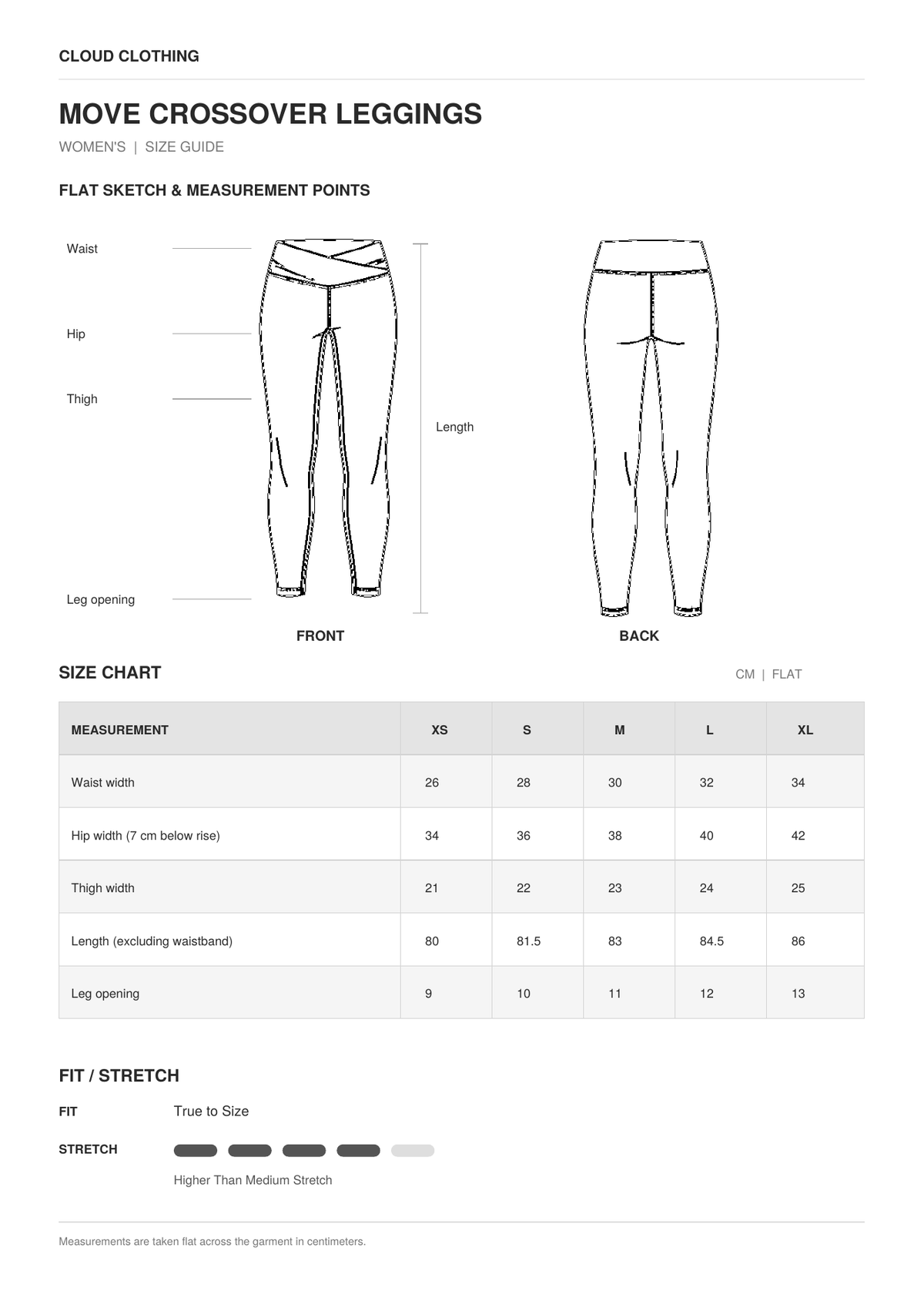 Move Crossover Leggings size guide