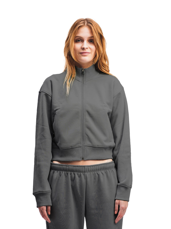 CHARCOAL CROPPED ZIP UP