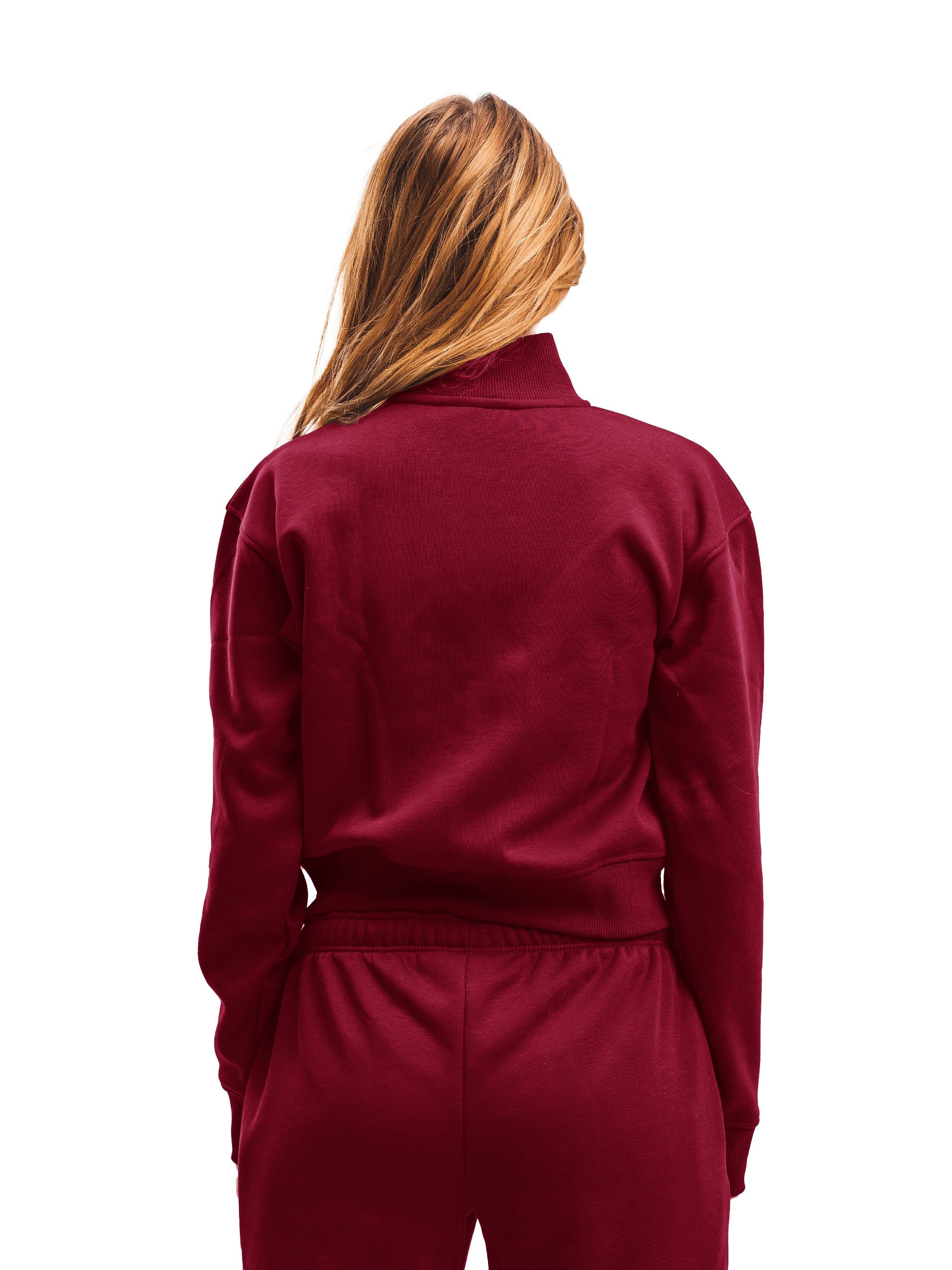 BURGUNDY CROPPED ZIP UP