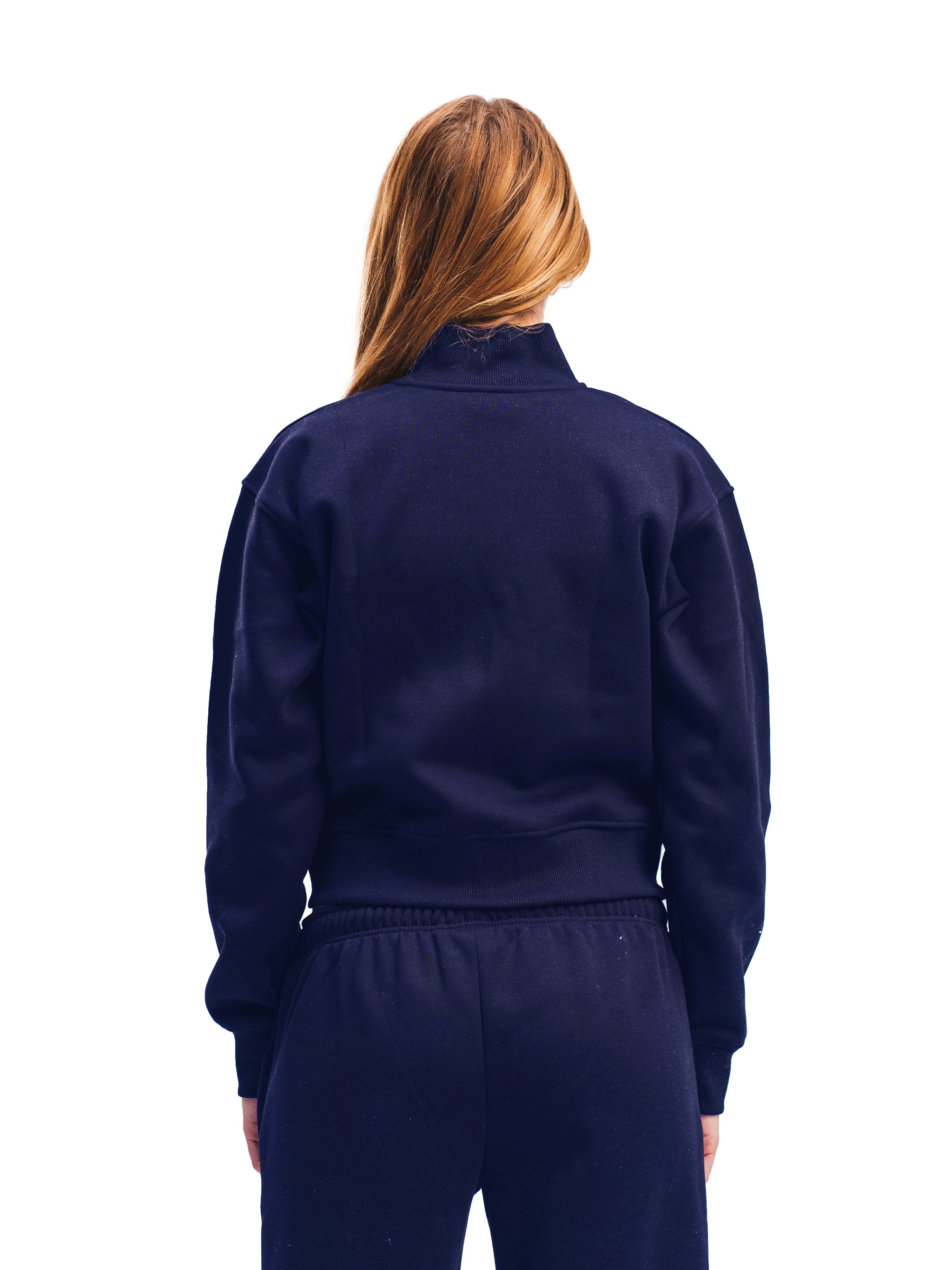NAVY CROPPED ZIP UP