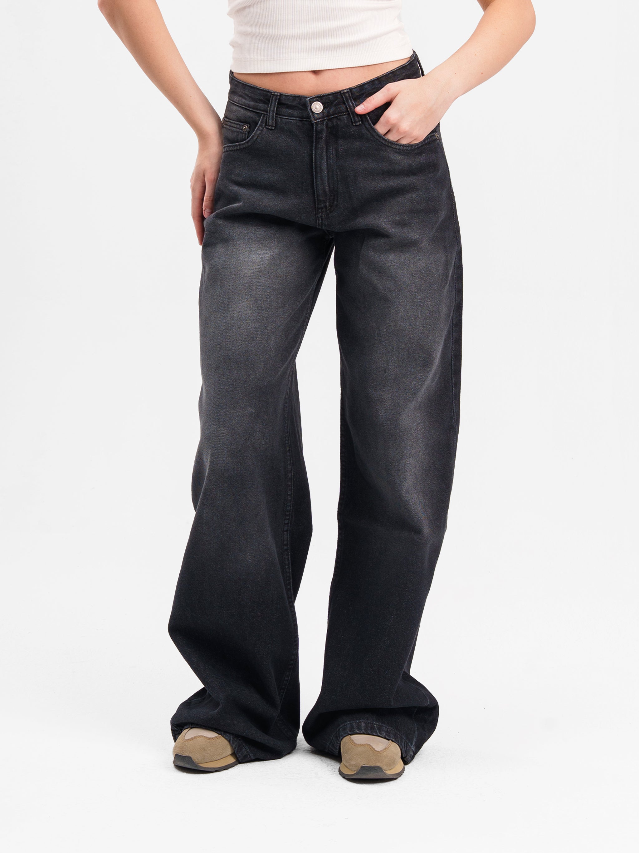 DARK GREY BAGGY JEANS