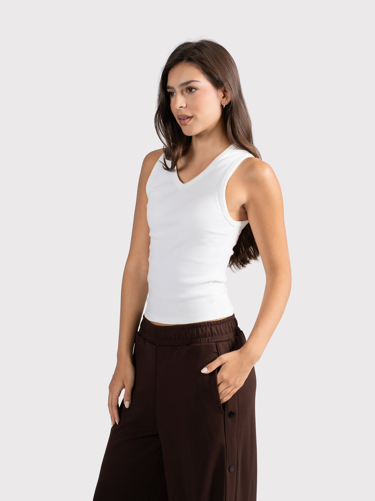 V-NECK TANK TOP OFF-WHITE