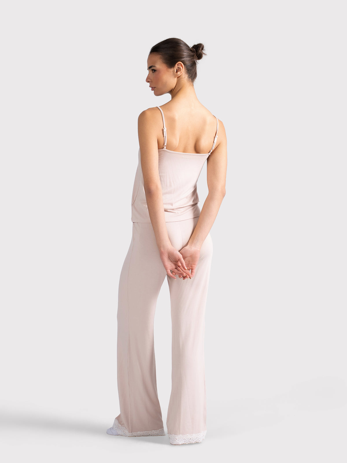 WHITE LACE TRIM CAMI PANTS SET PINK