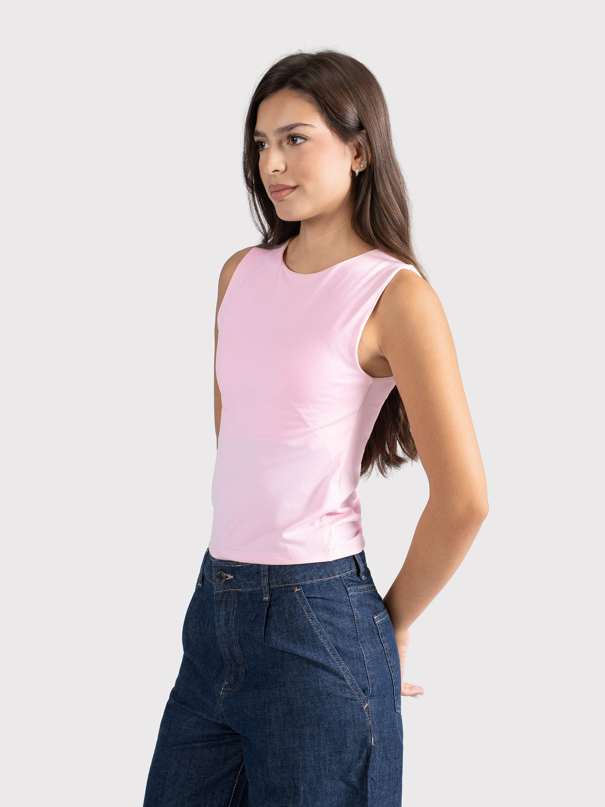 MICROFIBER CREWNECK TANK TOP BABY-PINK