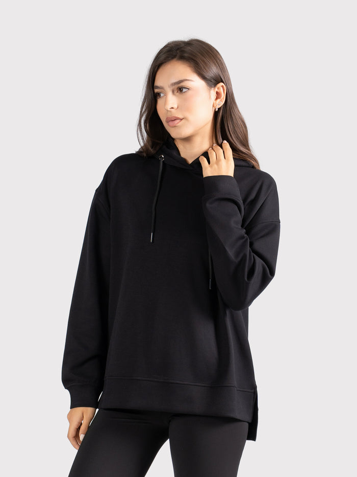 BREATHABLE OVERSIZED HOODIE - BLACK