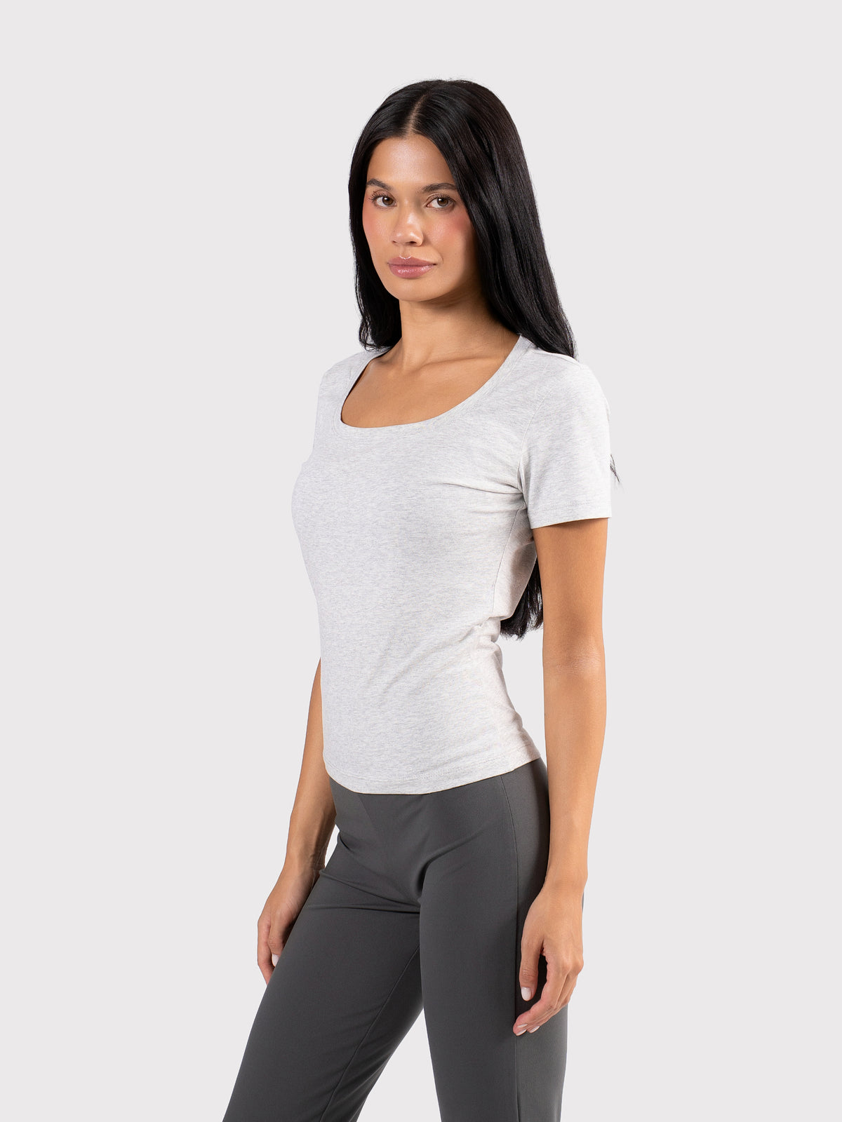 U-SHAPED SHORT SLEEVE CLOUD-GREY
