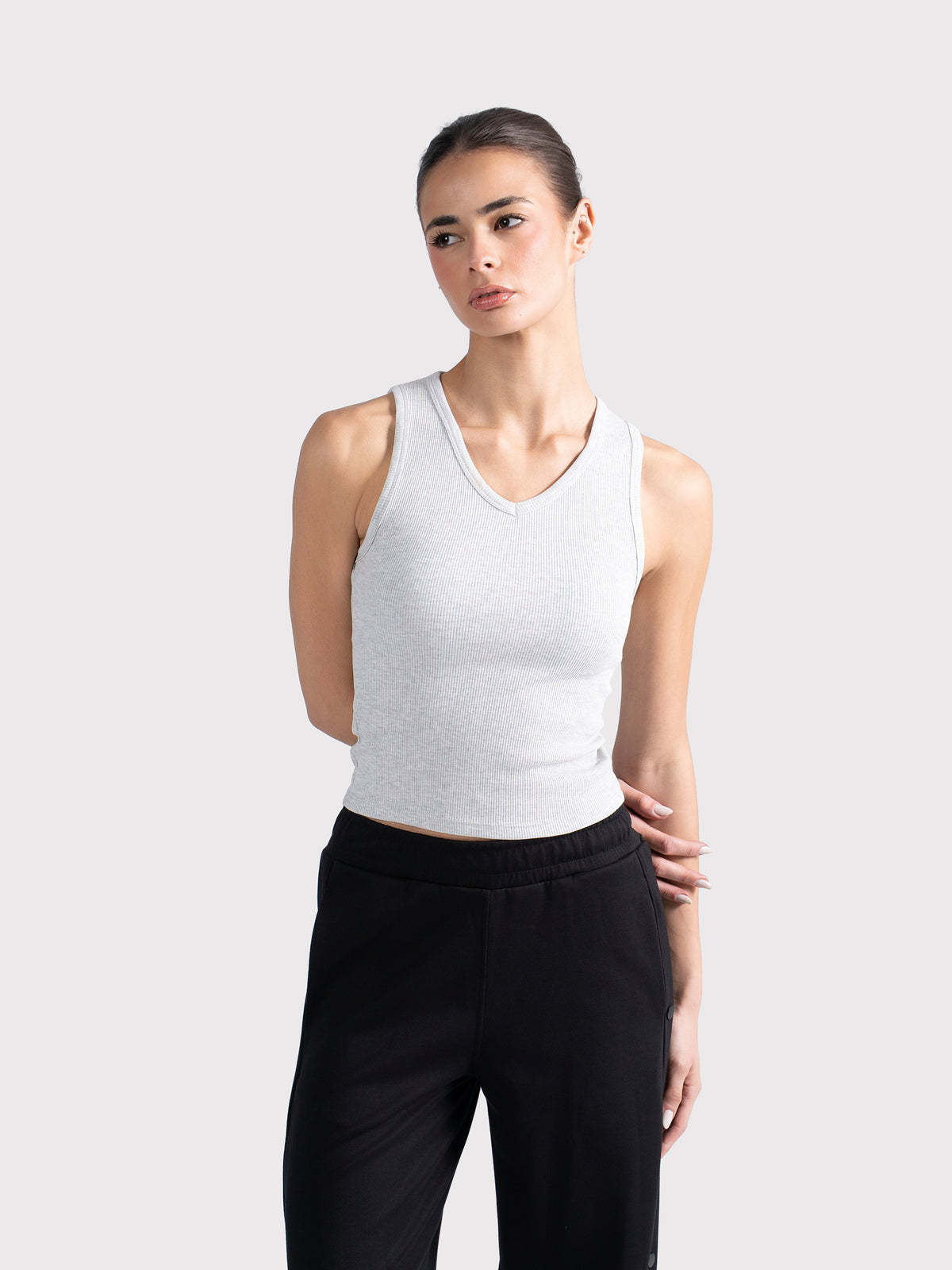 V-NECK TANK TOP CLOUD-GREY