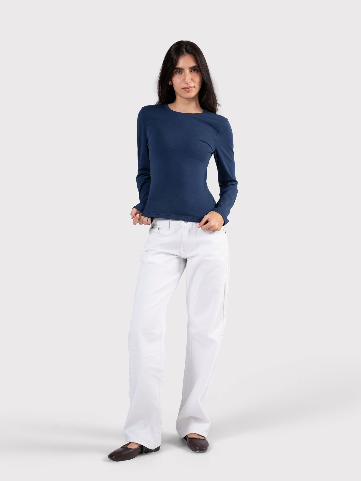 BASIC LONG SLEEVE TOP NAVY