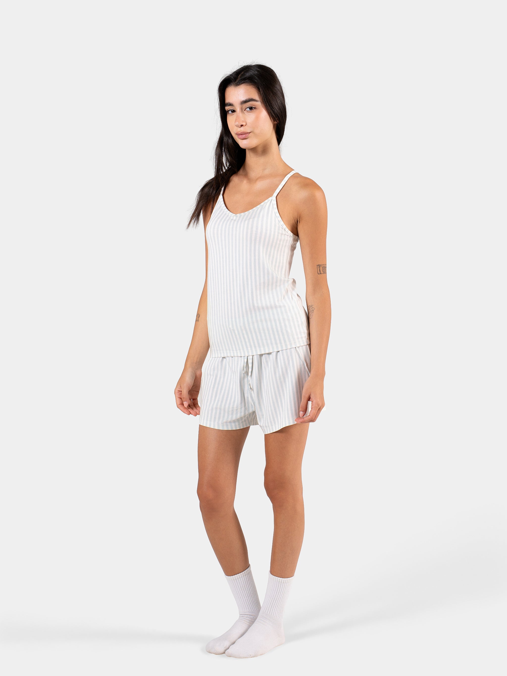CLASSIC STRIP SPAGHETTI-SHORT SET BABY BLUE X WHITE 4