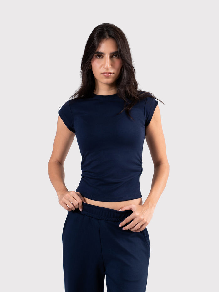 BREATHABLE CINCH TEE - NAVY