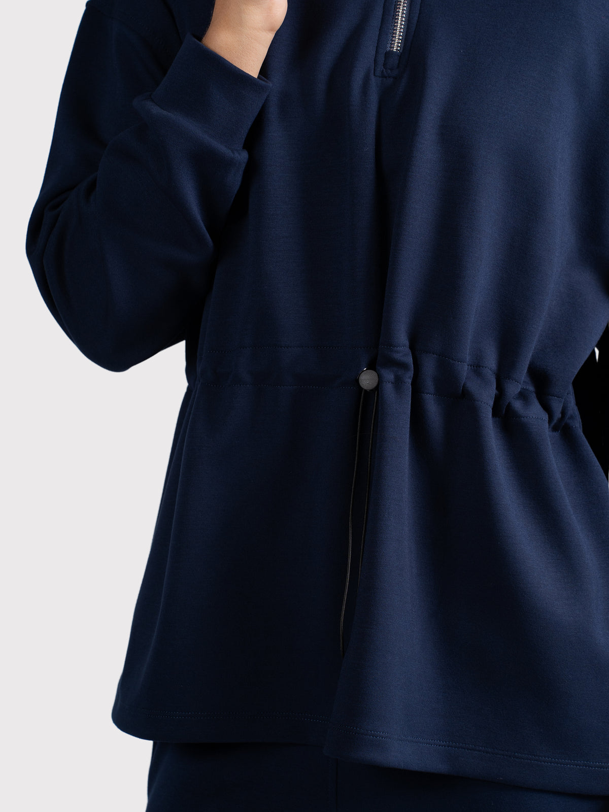 BREATHABLE CINCH SWEATER - NAVY