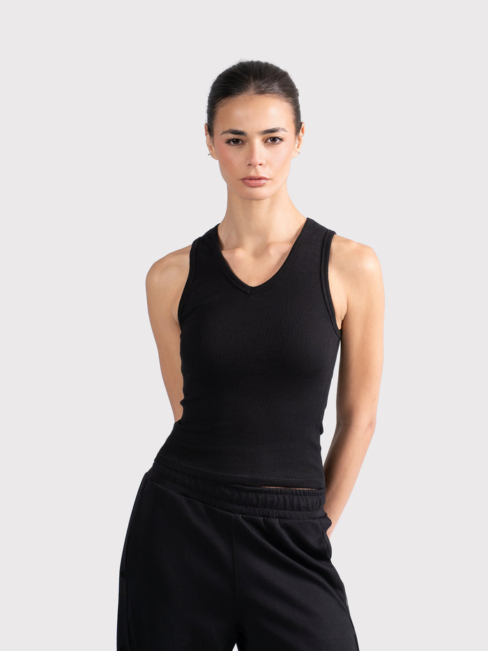 V-NECK TANK TOP BLACK