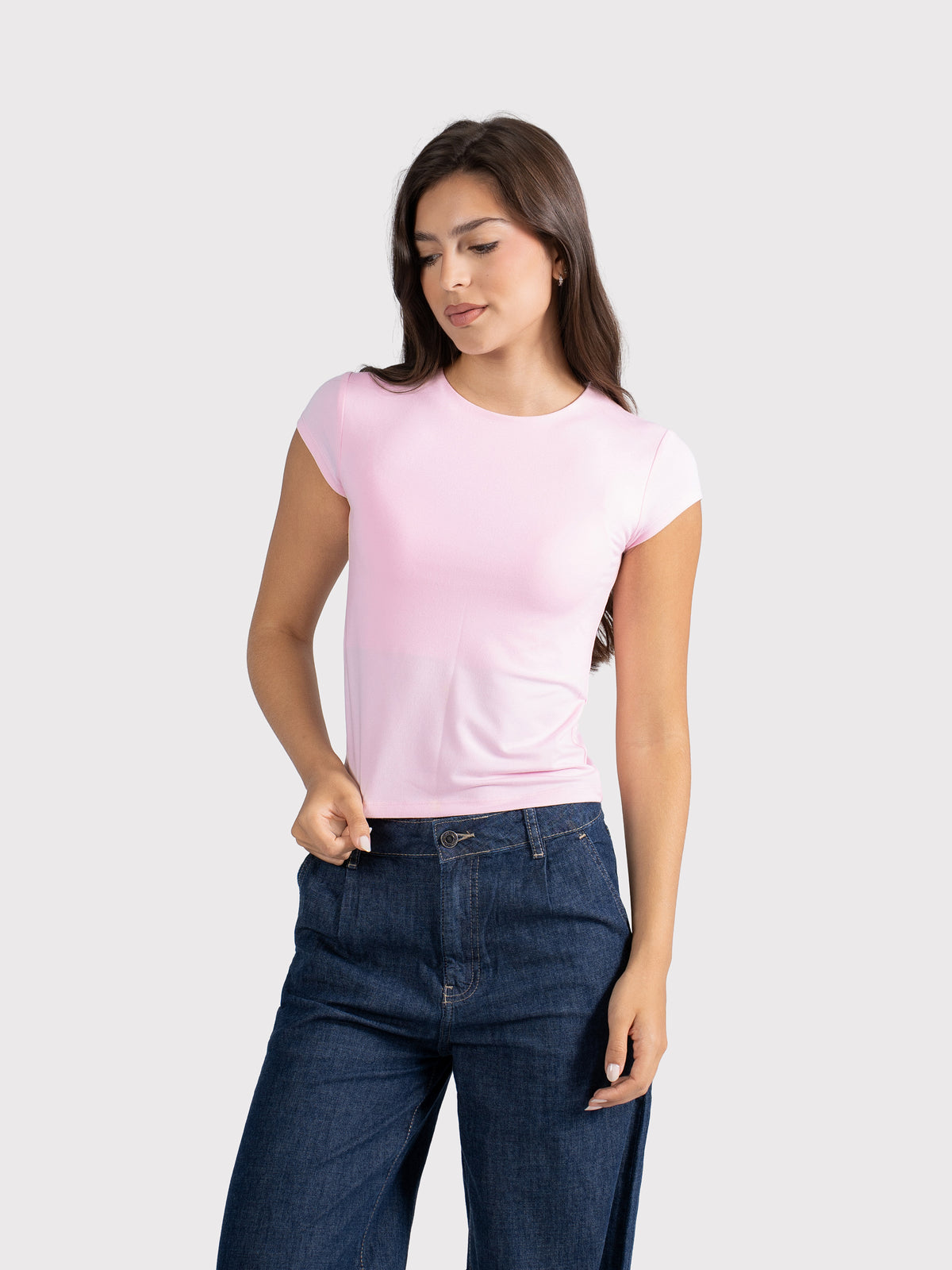 MICROFIBER BASIC SHORT SLEEVE TOP BABY-PINK
