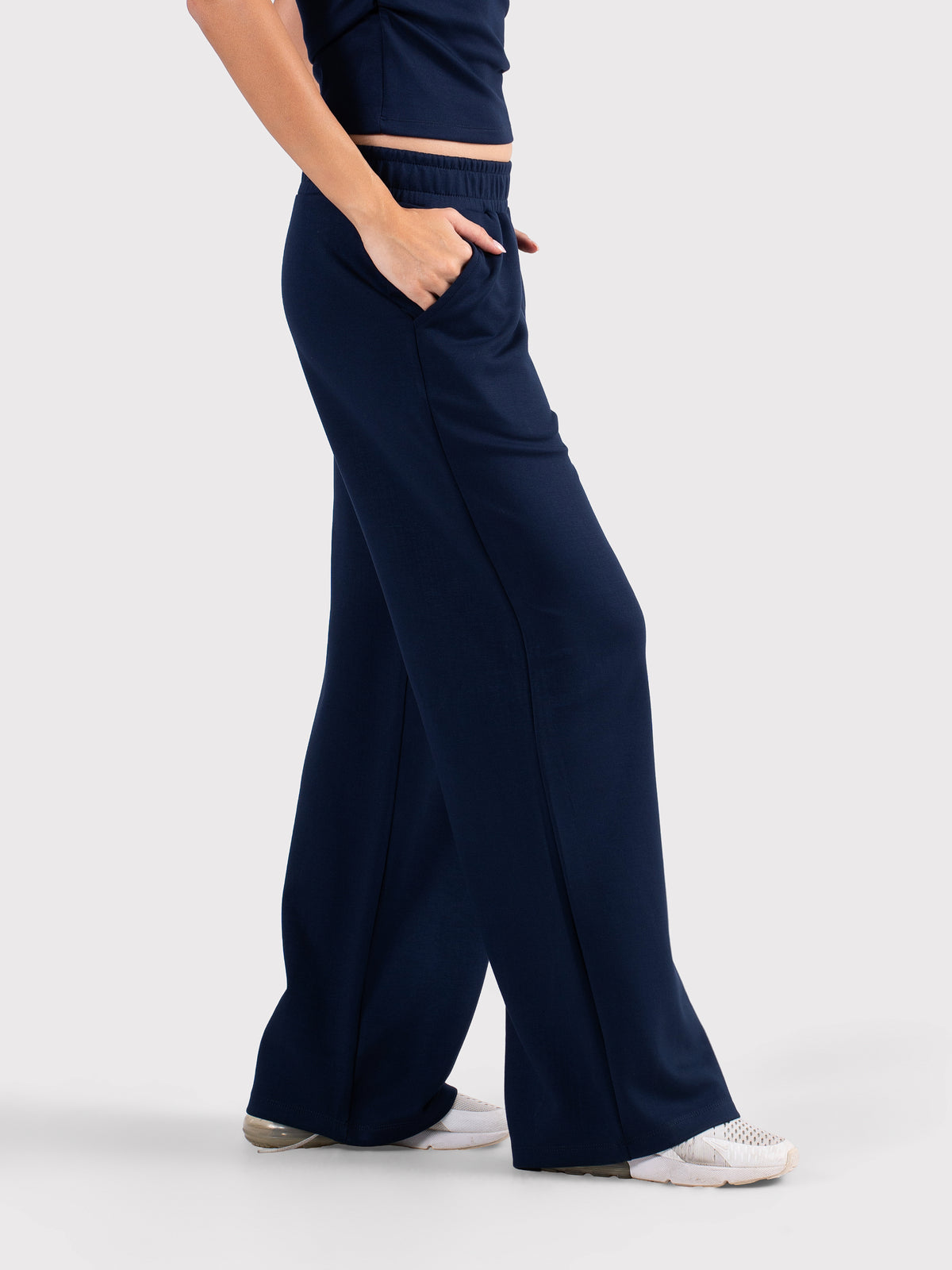 BREATHABLE WIDE LEG PANTS NAVY