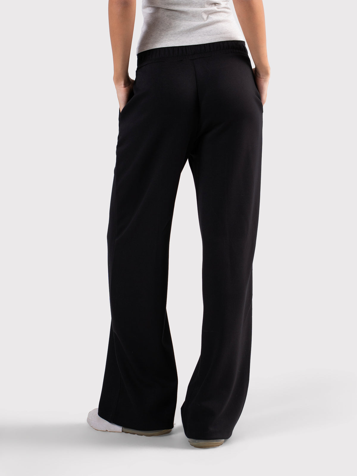 BREATHABLE PLEATED WIDE LEG PANTS BLACK