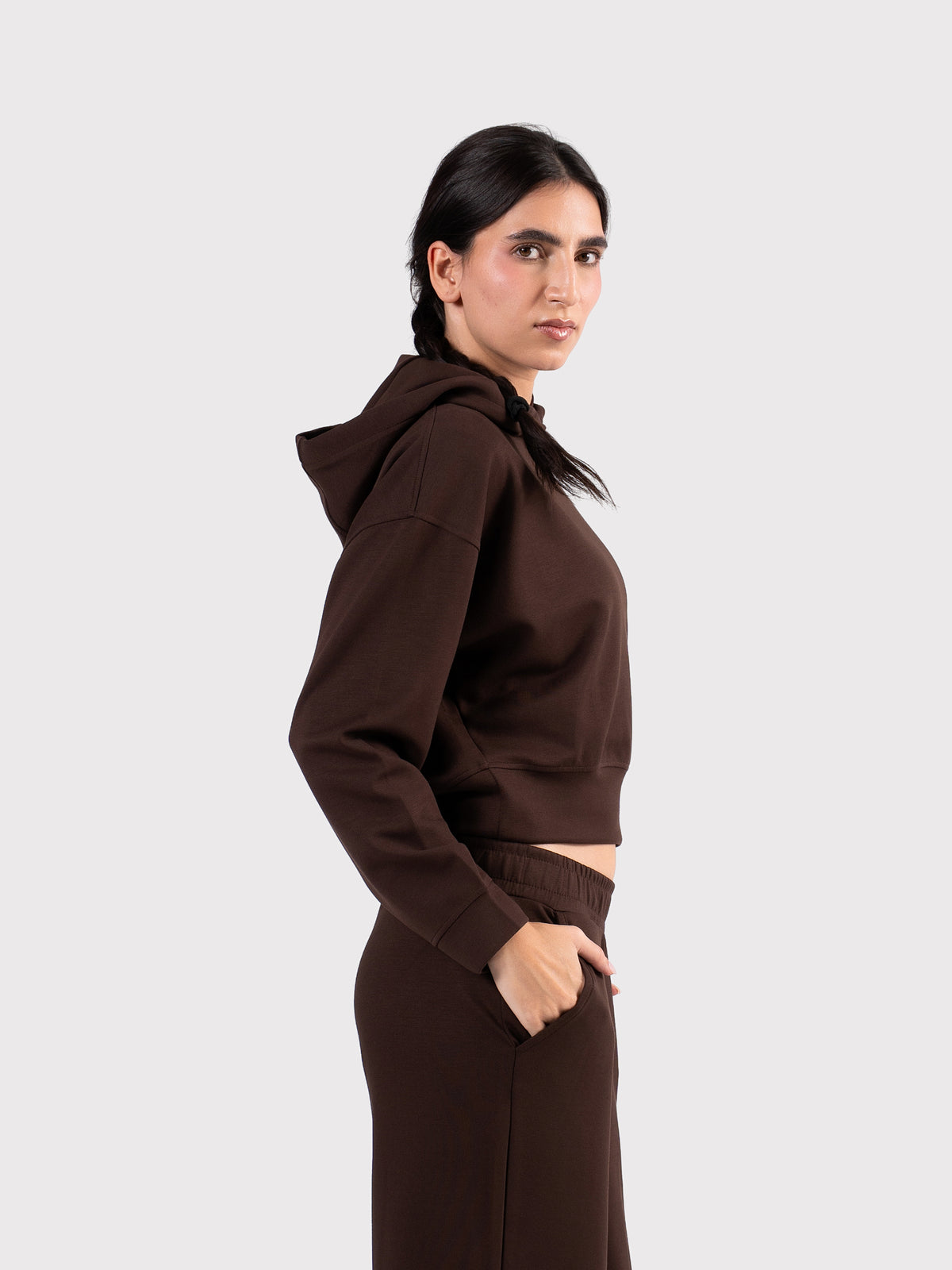 BREATHABLE HOODIE WITHOUT LINING BROWN