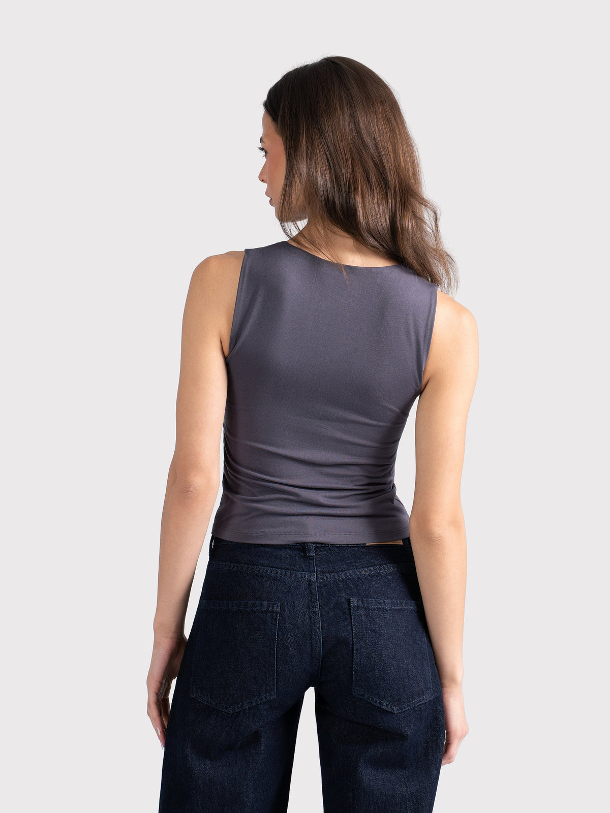 MICROFIBER CREWNECK TANK TOP CHARCOAL
