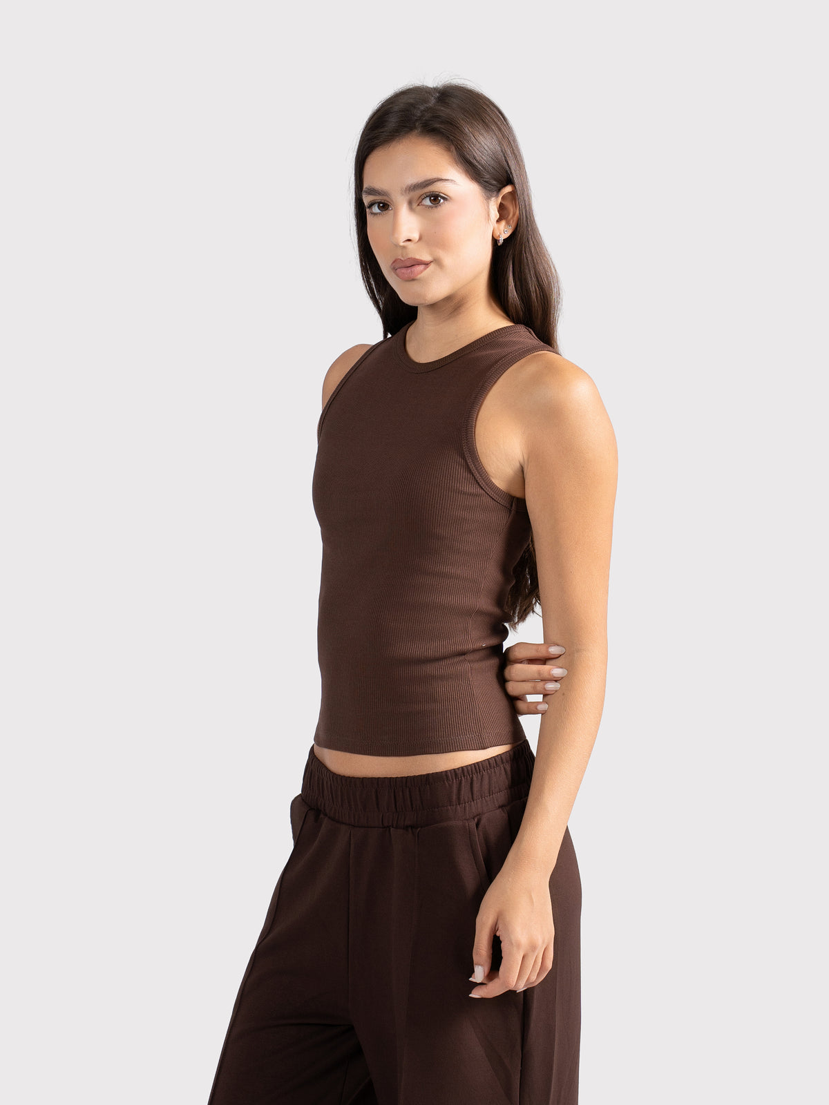 CREWNECK TANK TOP BROWN