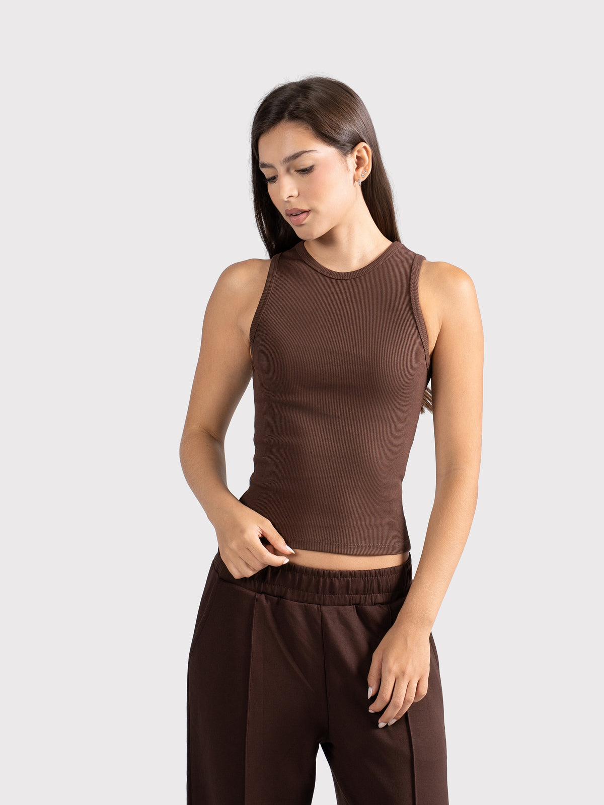 CREWNECK TANK TOP BROWN