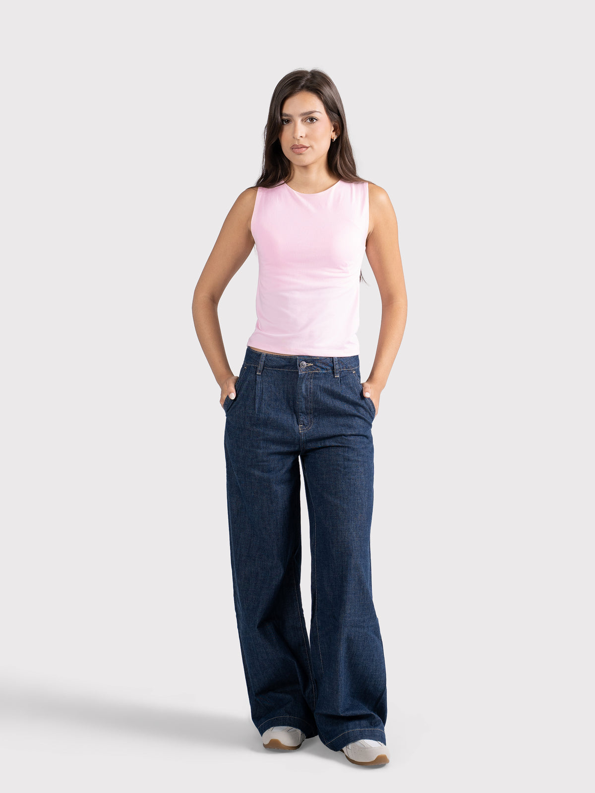 MICROFIBER CREWNECK TANK TOP BABY-PINK