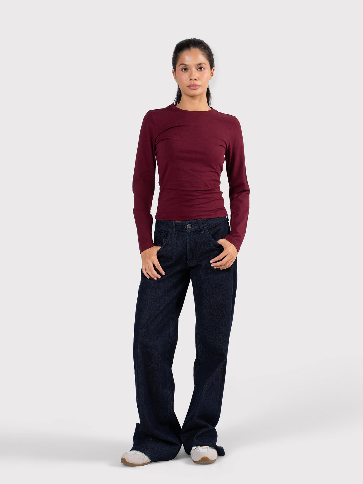 BASIC LONG SLEEVE TOP BURGUNDY