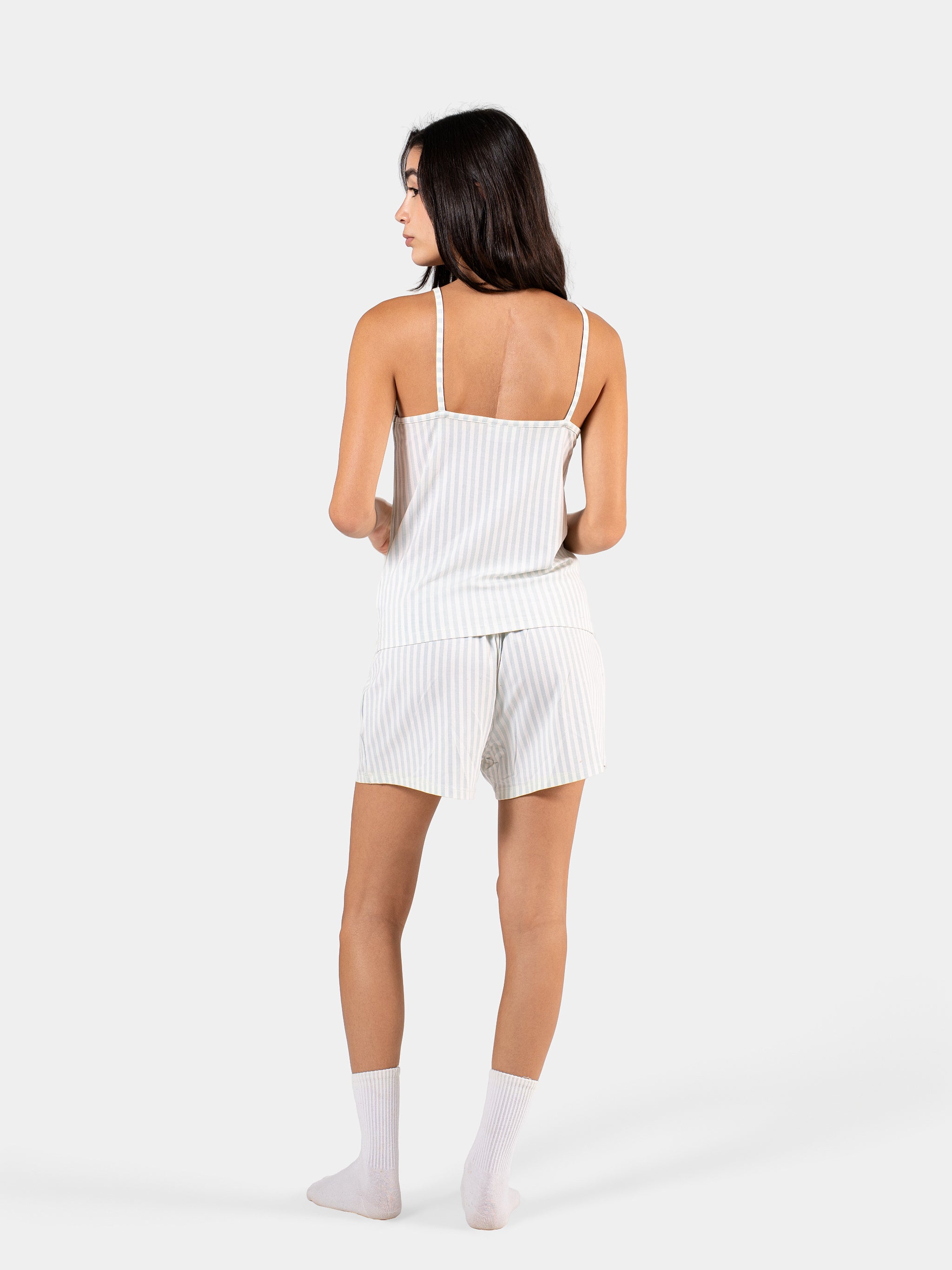 CLASSIC STRIP SPAGHETTI-SHORT SET BABY BLUE X WHITE 2