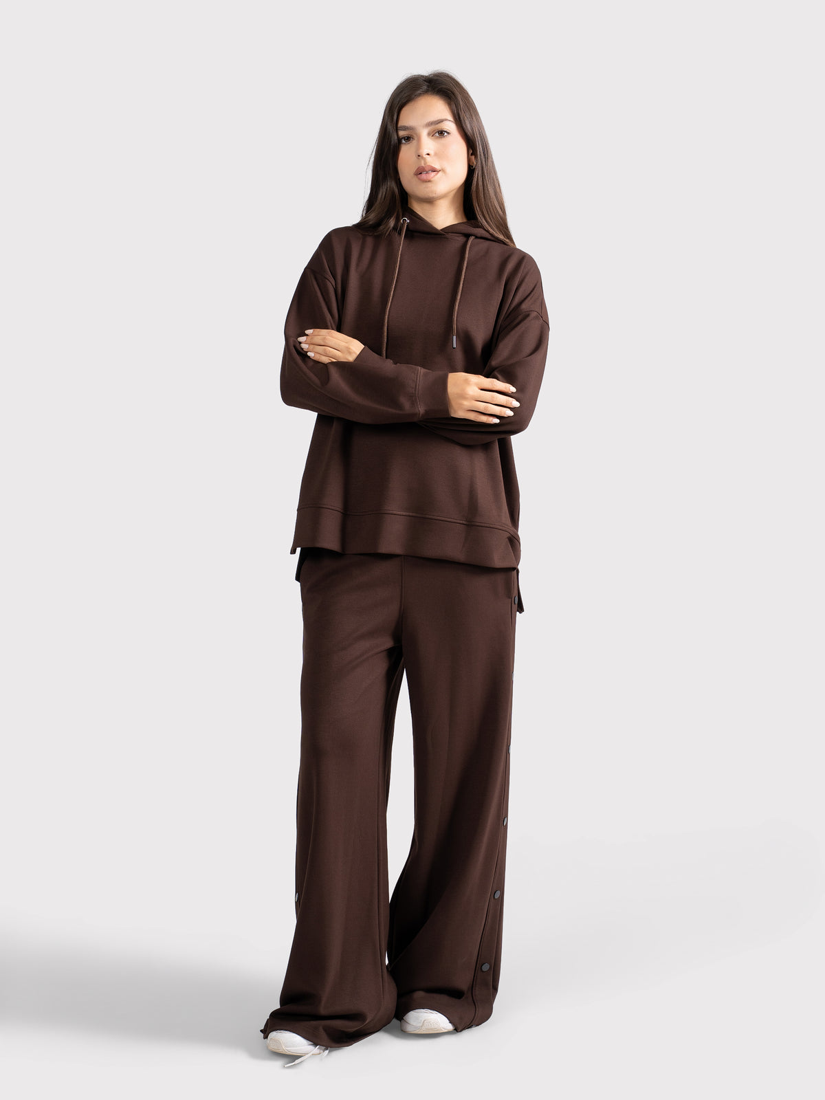 BREATHABLE OVERSIZED HOODIE - BROWN