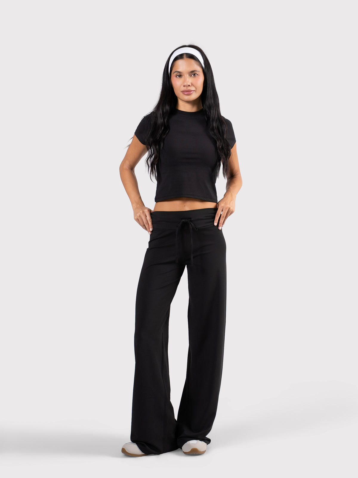 WIDE LEG DRAWSTRING MOVE PANTS BLACK