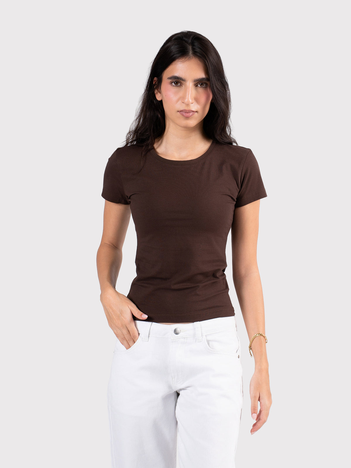 SHORT SLEEVE TOP BROWN