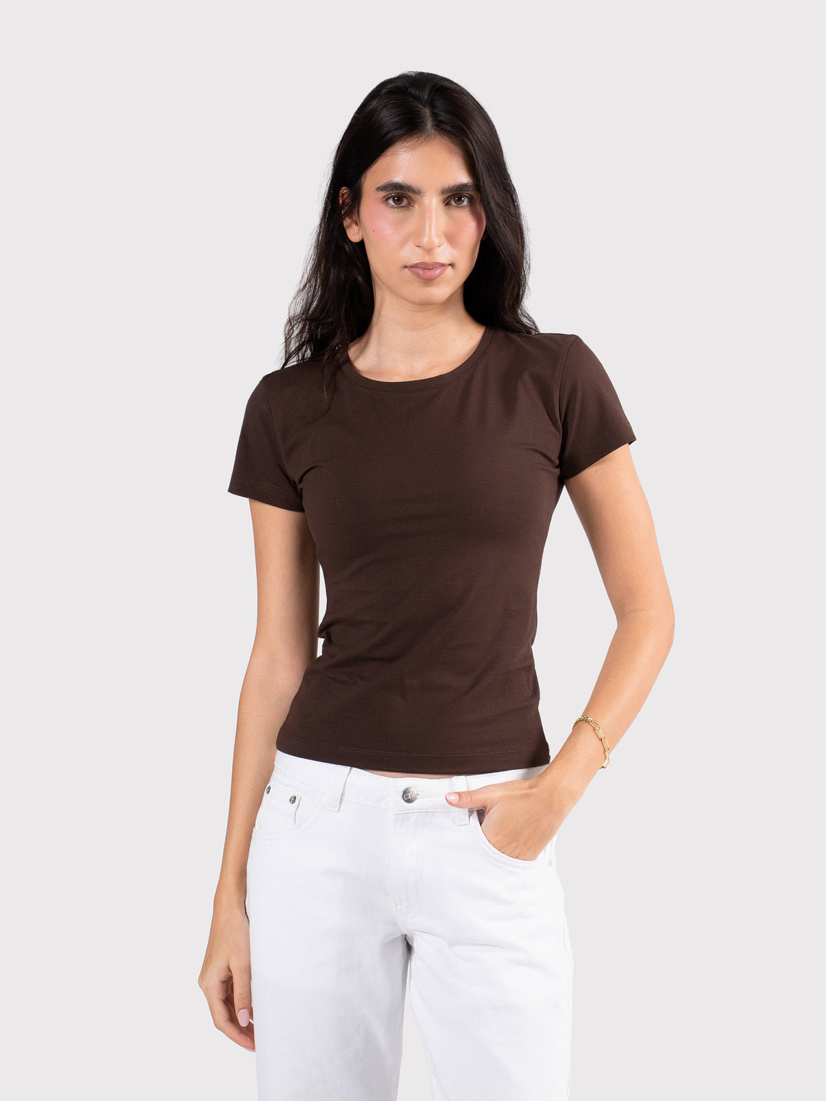 SHORT SLEEVE TOP BROWN