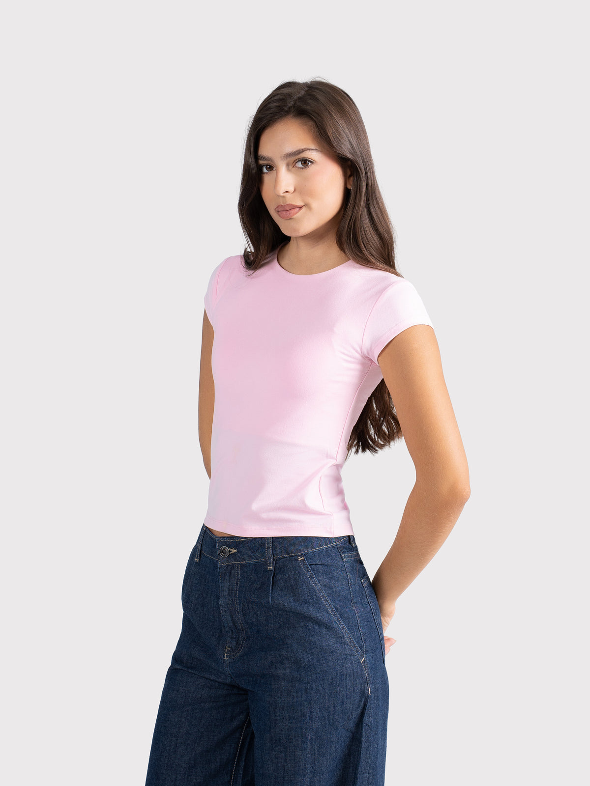 MICROFIBER BASIC SHORT SLEEVE TOP BABY-PINK