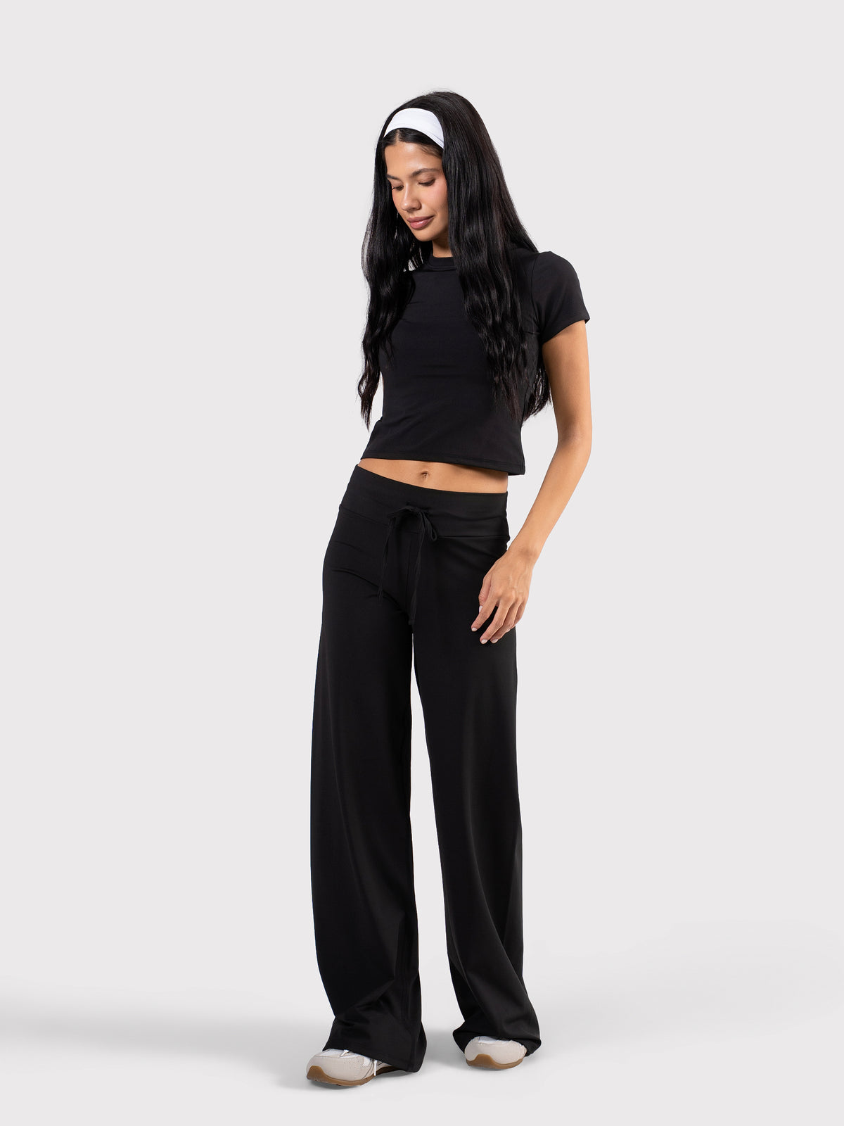 WIDE LEG DRAWSTRING MOVE PANTS BLACK