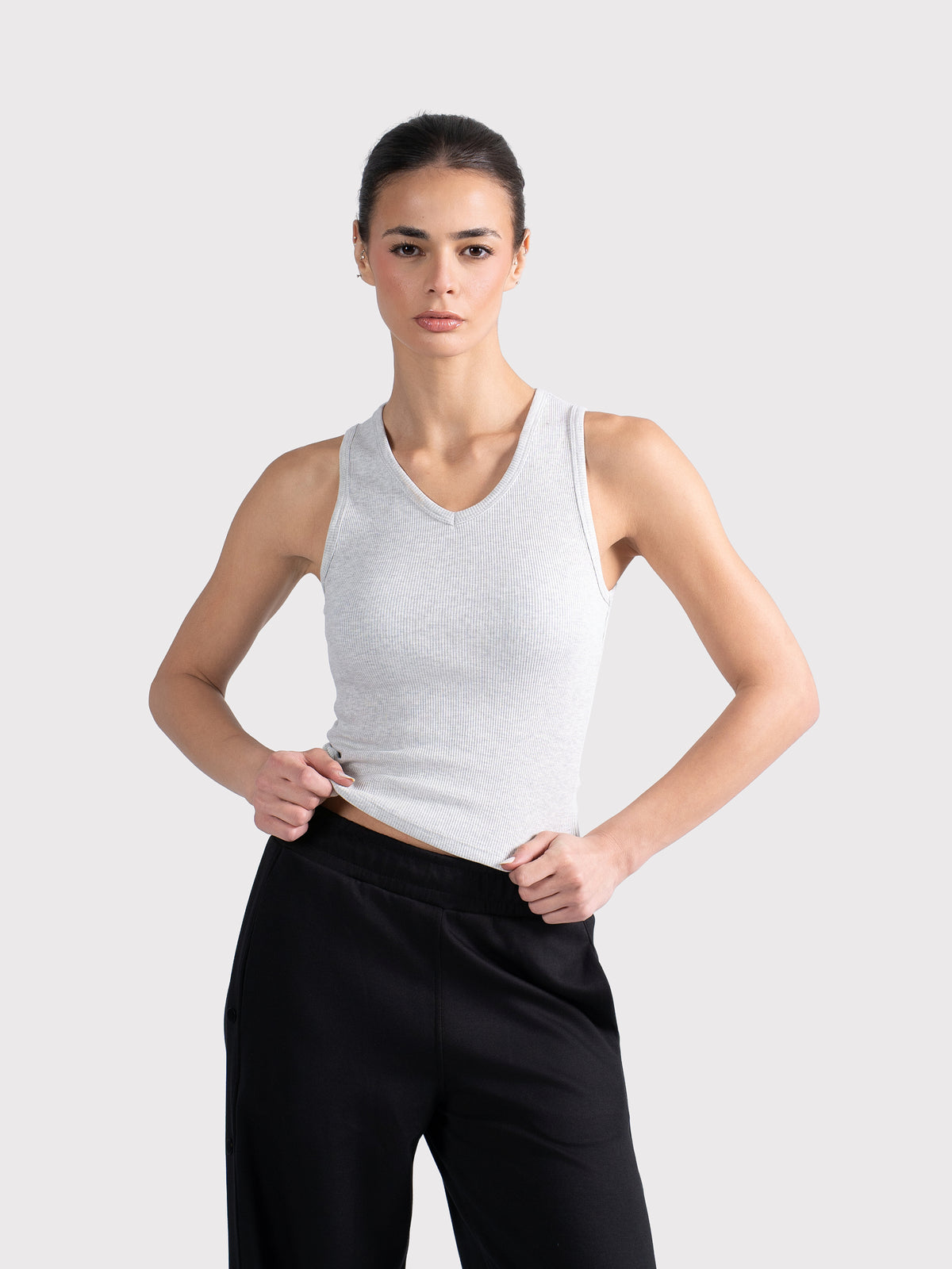 V-NECK TANK TOP CLOUD-GREY