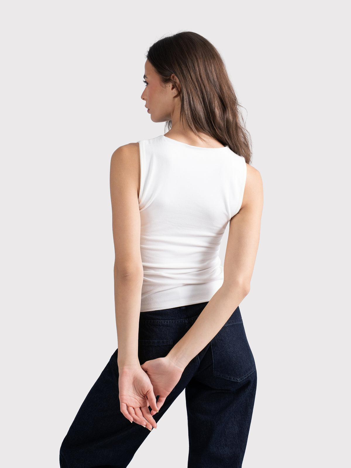 MICROFIBER CREWNECK TANK TOP OFF-WHITE