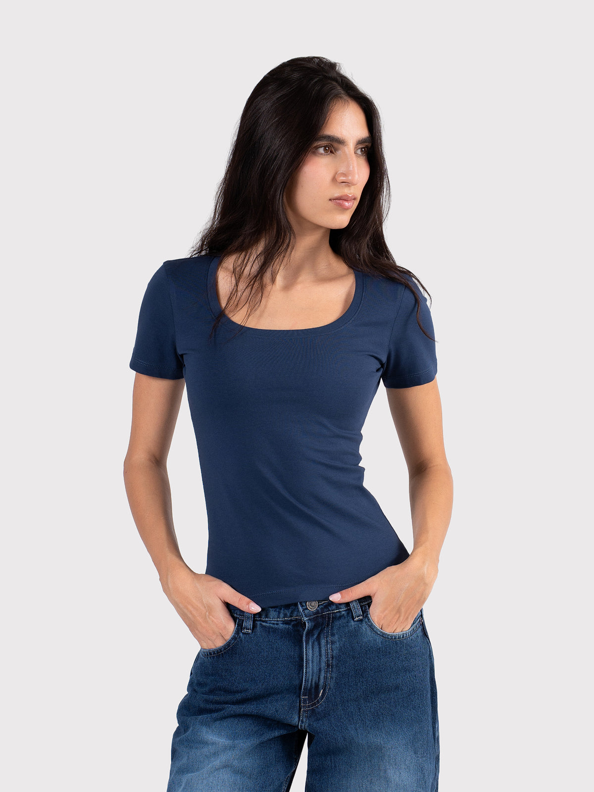 U-SHAPED SHORT SLEEVE NAVY