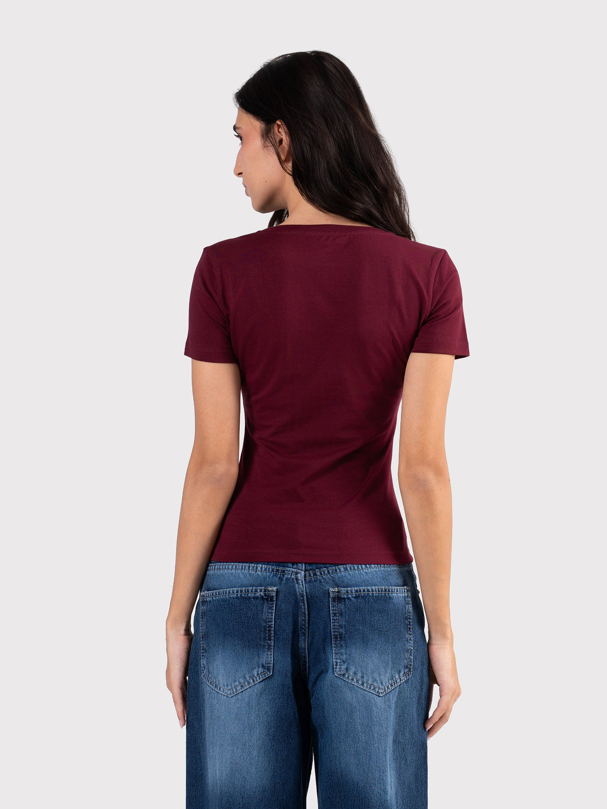 U-SHAPED SHORT SLEEVE BURGUNDY