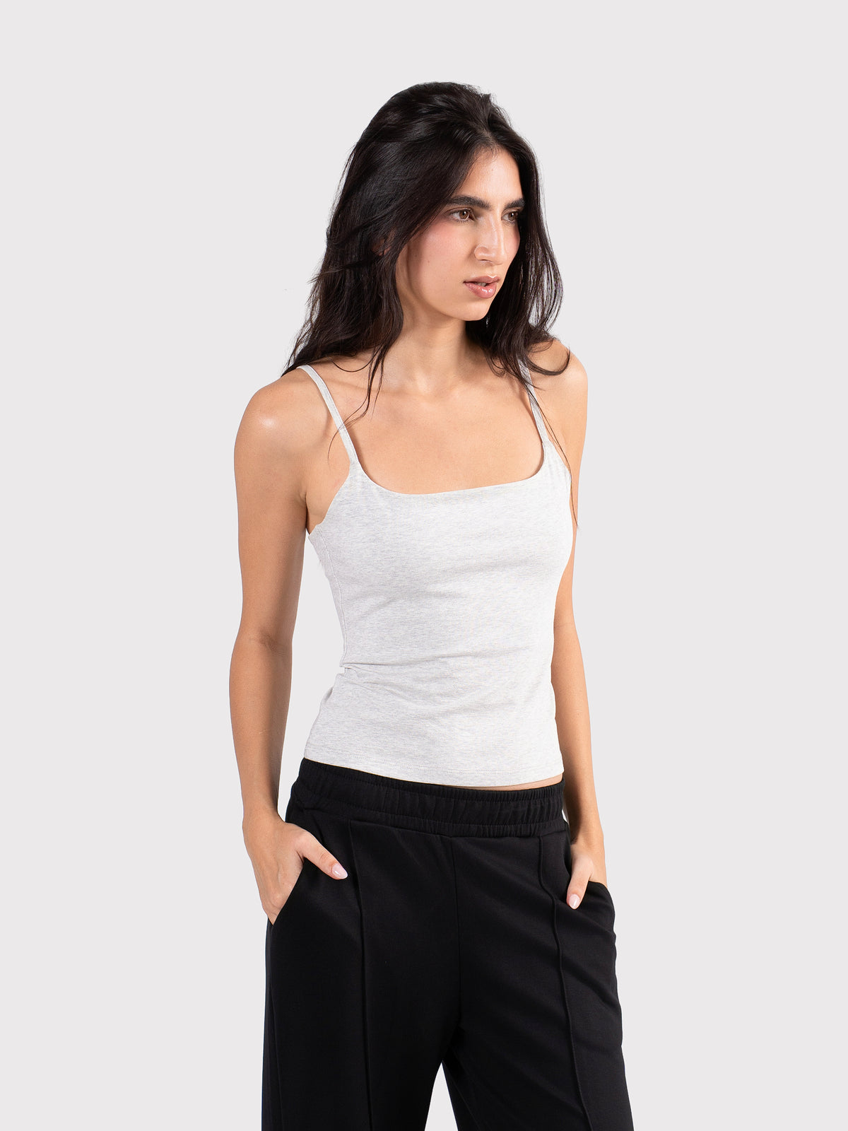 SPAGHETTI STRAP TOP CLOUD-GREY