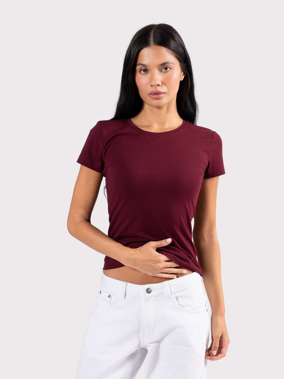 SHORT SLEEVE TOP BURGUNDY